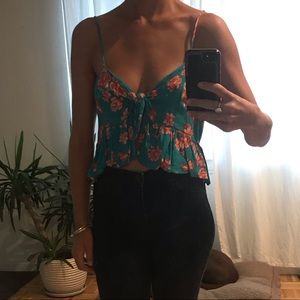 Floral Blouse with tie in front